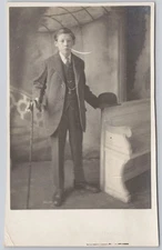 Boy in Suit Portrait Real Photo Postcard RPPC