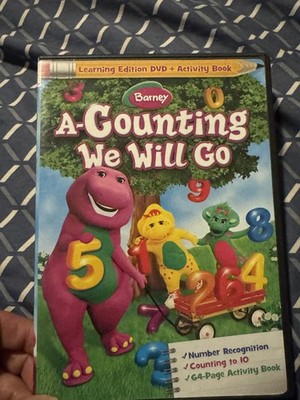 Barney A-Counting We Will Go DVD Learning Edition + 64pg Activity Book Used VG