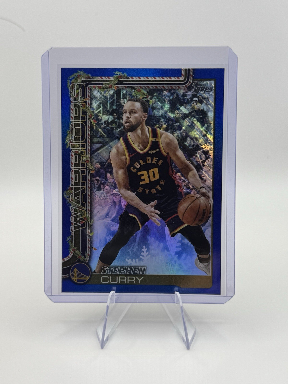 2025-26 Topps Holiday - Stephen Curry #H106 Holiday Metallic Blue Glitter
