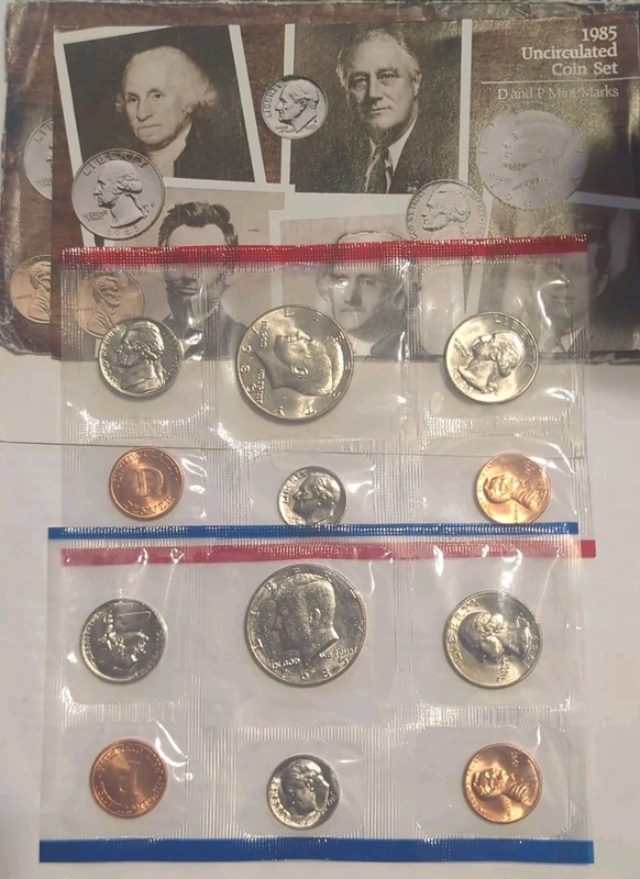 1985 United States P & D Uncirculated (10 Piece Coin Set) OGP & COA Card