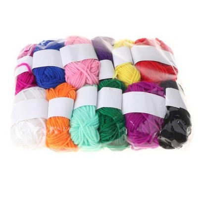 12 Assorted Colors Children DIY Knitting Wool Yarn Crochet Acrylic Fiber Line
