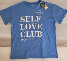 Grayson Threads T-shirt Self Love Club Short Sleeve Crewneck Blue Womens Size XL