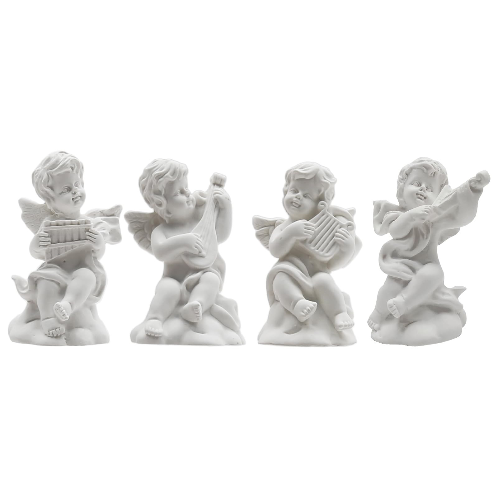 4 Pieces Little Angel Statue Mini Resin Figure Adorable Sculpture Musical Che...