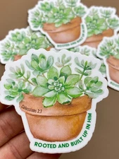 KJV Bible Verse 2.5" Vinyl Waterproof Sticker! Colossians 2:7 *MADE IN USA*