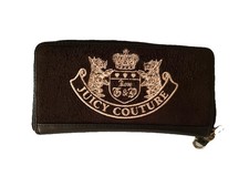 Vintage Y2K Juicy Couture Wallet Brown Crown Velour Scottie Long Card ID 8" x 4"