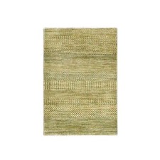2' x 3' Brown Modern Grass Design Wool and Silk Hand Knotted Mat Rug R76461