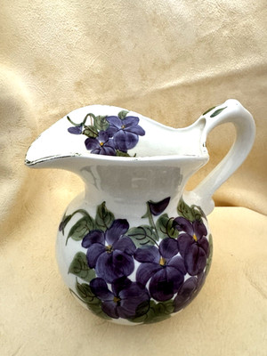 Oldest House St. Augustine FL Ceramic Hand painted Purple Violet Glazed Pitcher