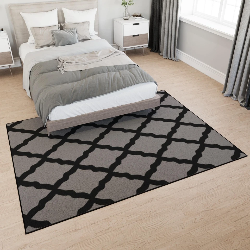 Alfombras de 5' x 6'6" para sala de estar alfombra de área enrejado para dormitorio - antideslizante duradera... Foto 3 de 4