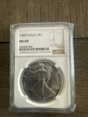 MS69 1989 American Silver Eagle NGC Brown Label *