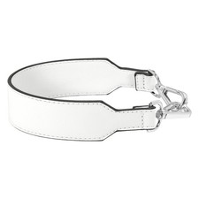 16 Inch Leather Purse Strap, Plain Pattern with Silver Buckle, White