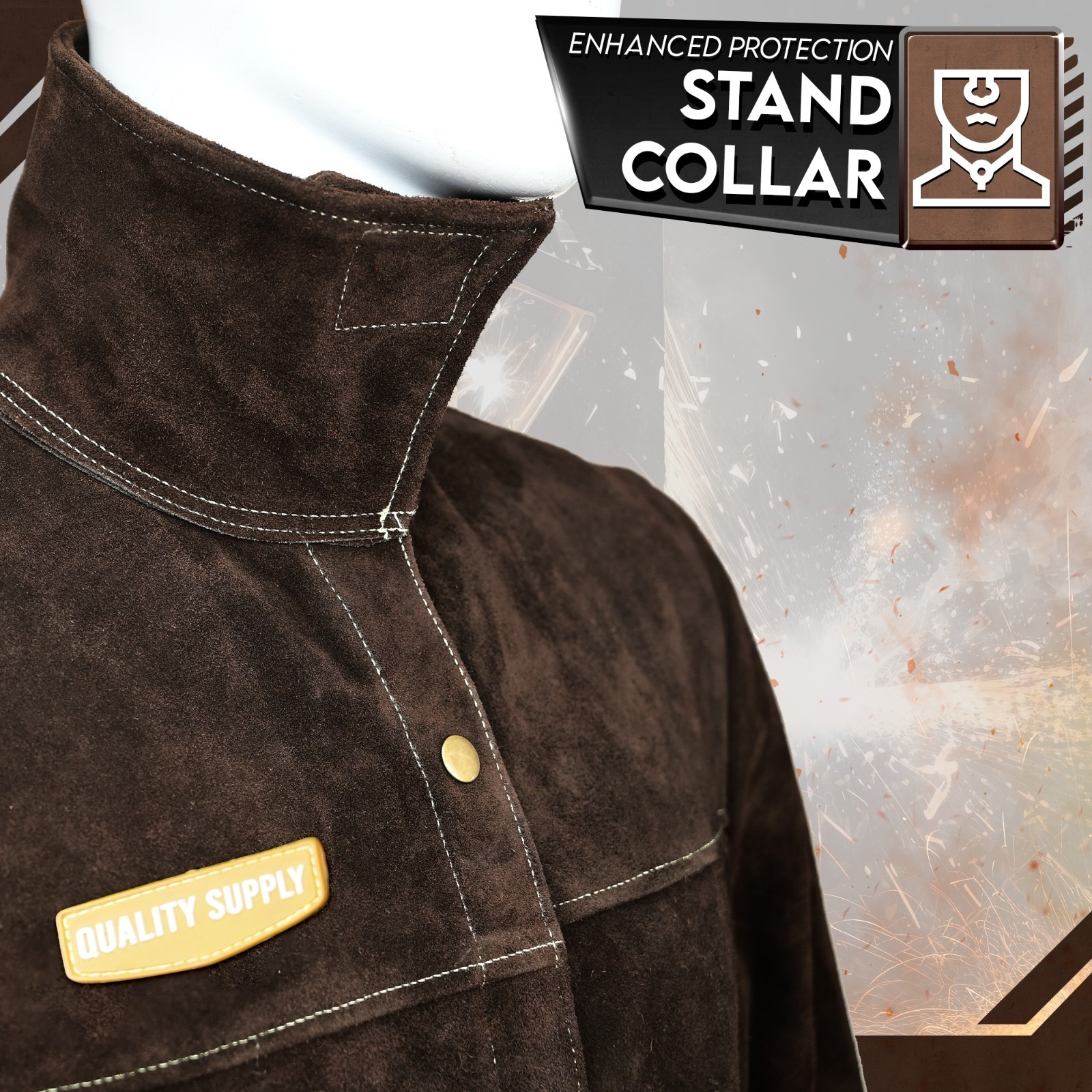 Leather Welding Jacket Flame Resistant Heavy Duty TIG MIG Welders Work Jacket