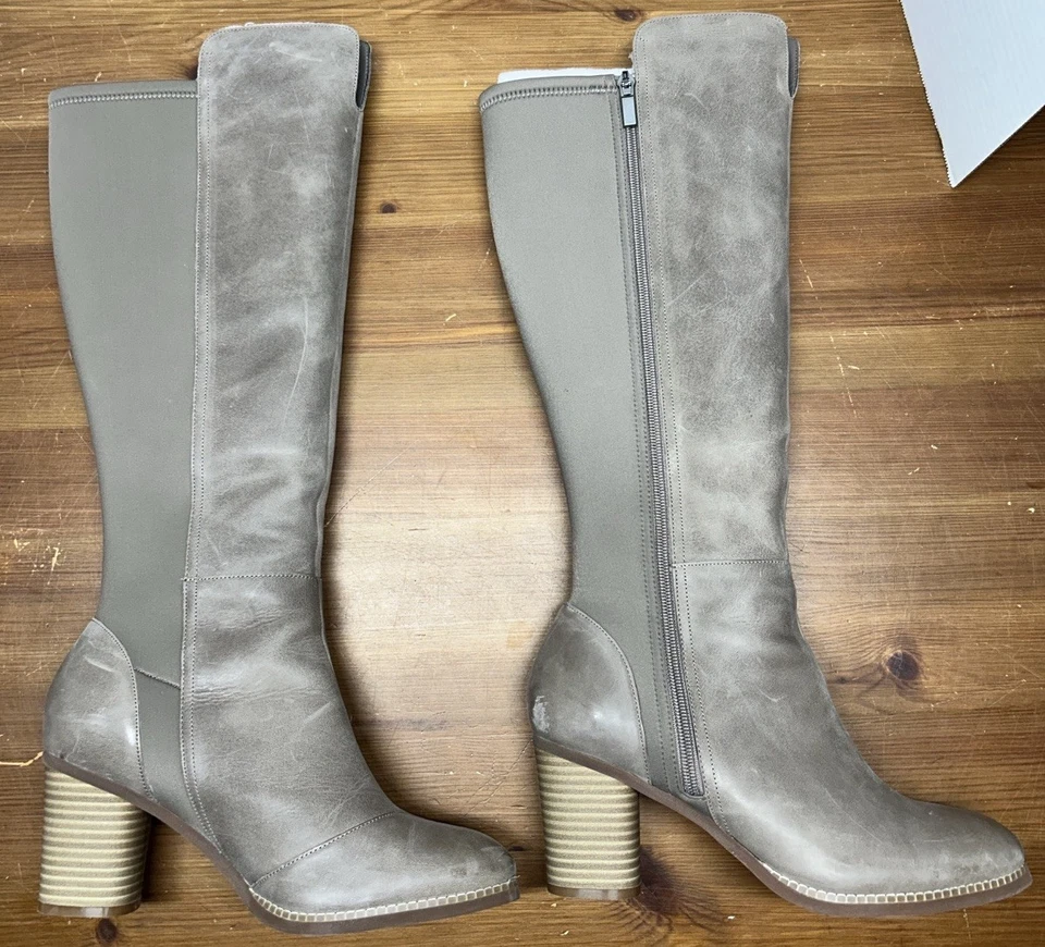 Botas hasta la rodilla SoftWalk para mujer talla 9,5 W Katia de cuero beige con cremallera S1854-117 Foto 4 de 4