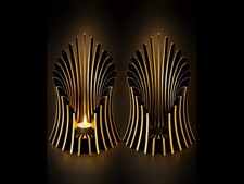 Black & Gold Art Deco Style Tealight Candle holder (one unit)
