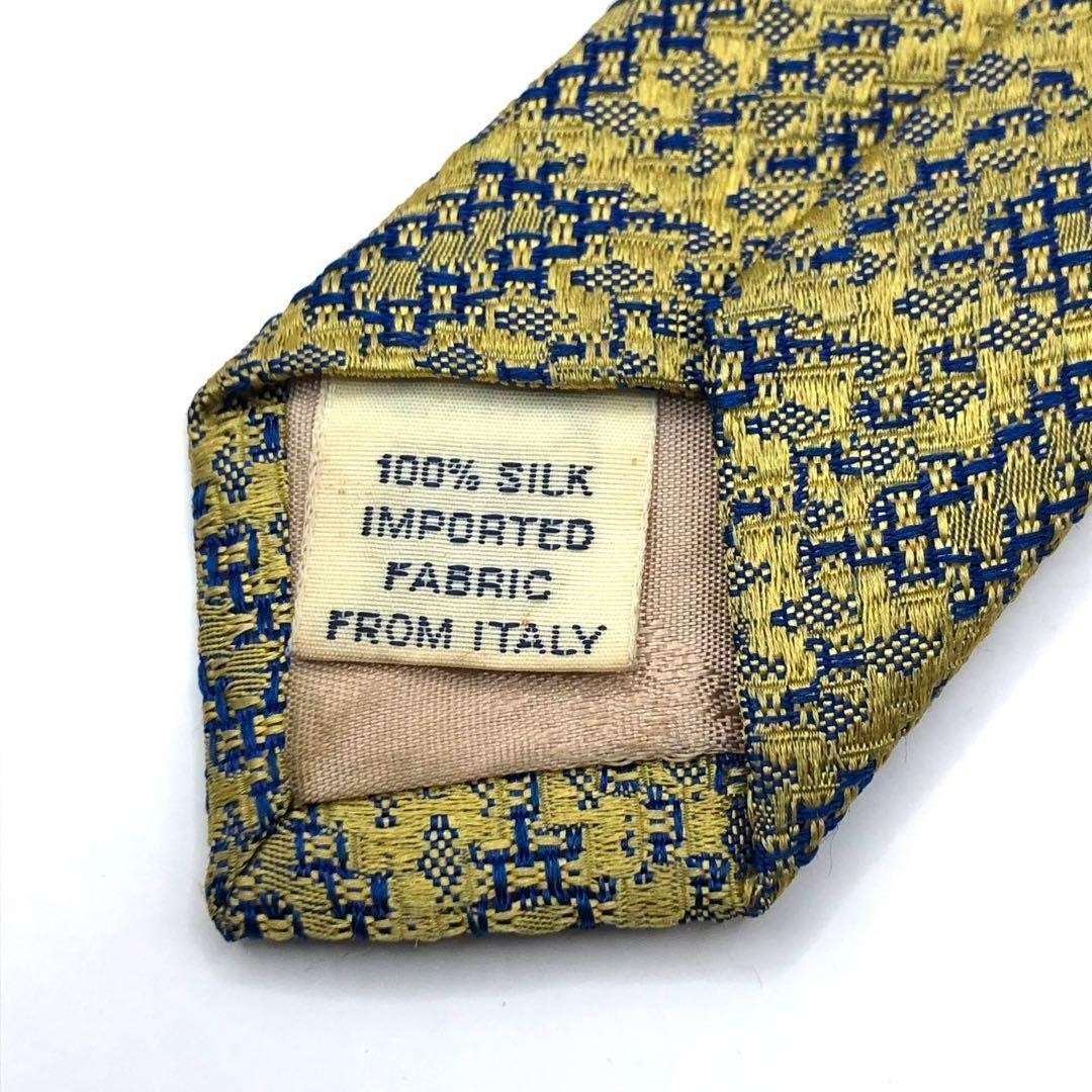 Versace Yellow Blue Pattern Silk Necktie All Over Design Used thumbnail 5