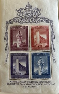 Vatican 242a sheet,MNH.Michel Bl.2. EXPO Brussels-1958.Pope Pius XII. 2 Sheets