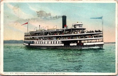 STR. ''BRITTANIA'' DETROIT RIVER STEAMER Postcard