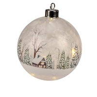 LED HäNgedeko Kugel Winterlandschaft Geeist ⌀ 15Cm Aus Glas Mit Timer Formano