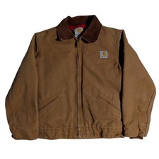 Vintage Carhartt Jacket Boys Size 10 Quilted Youth Y20 BRN Corduroy Collar