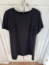 LOFT DRESS SOLID FLOWER BLACK PRINT SZ L