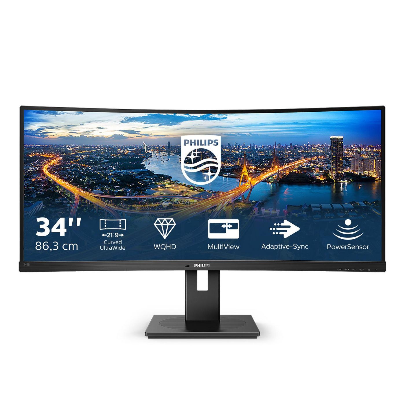 Philips Schwarz 345B1c Curved Monitor 3440X1440 100Hz - Bild 2