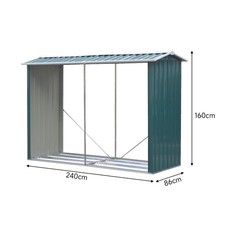 Image of Outdoor Garden Metal Storage Shed Log Wood Store Shelter Firewood Rack w/ Cover