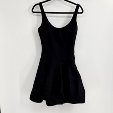 Halston Heritage Black Faille Tulip Dress Cotton Silk Little Black Dress Size 2