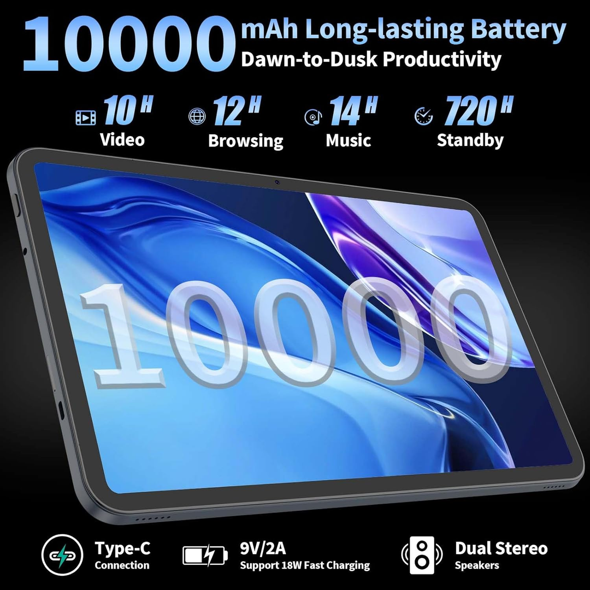 2026 13 Inch Android 16 Tablet with Keyboard, 32GB+256GB+2TB