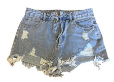 SHEIN High Waisted Distressed Denim Shorts Light Wash Size Small / 4