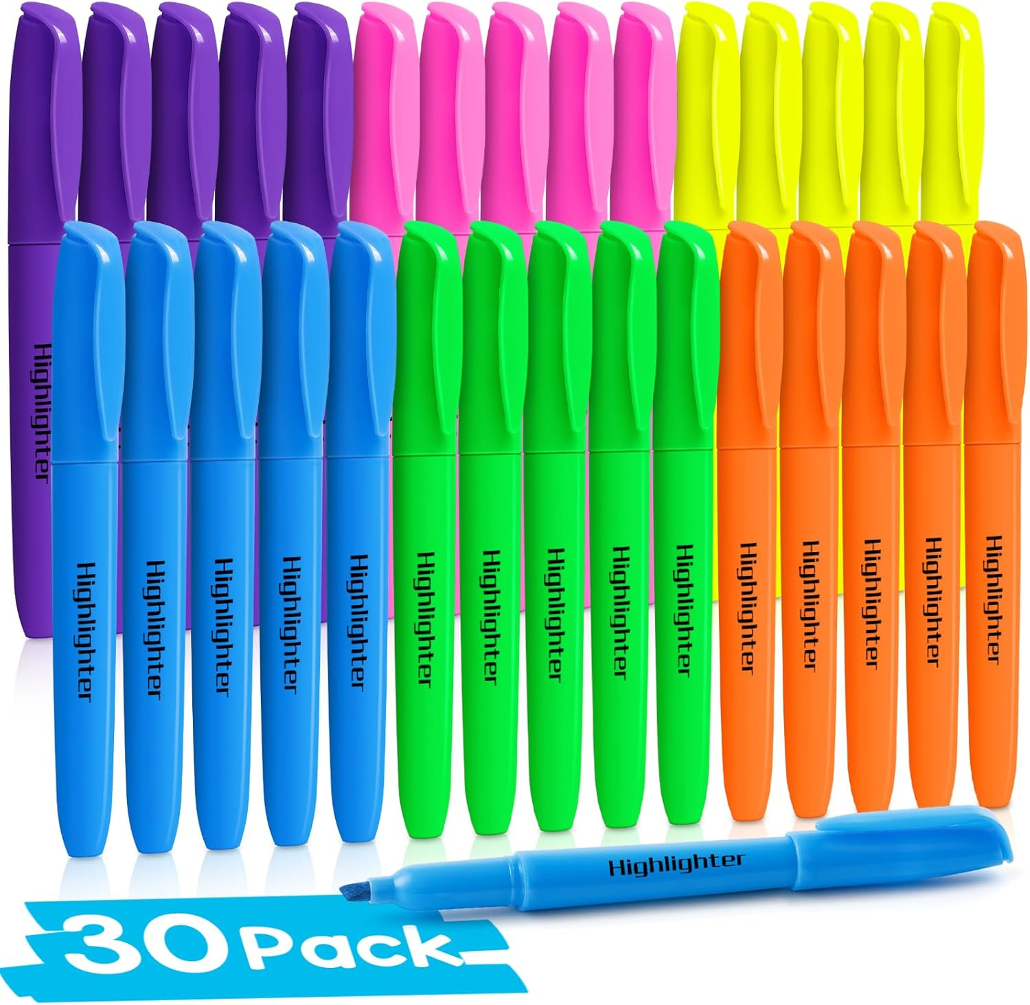 30 Count Highlighters, Chisel Tip Dry-Quickly Highlighter Markers, Highlighters-image