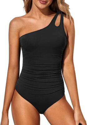 NWT $38 SZ M Holipick One Shoulder One Piece Swimsuit for Women