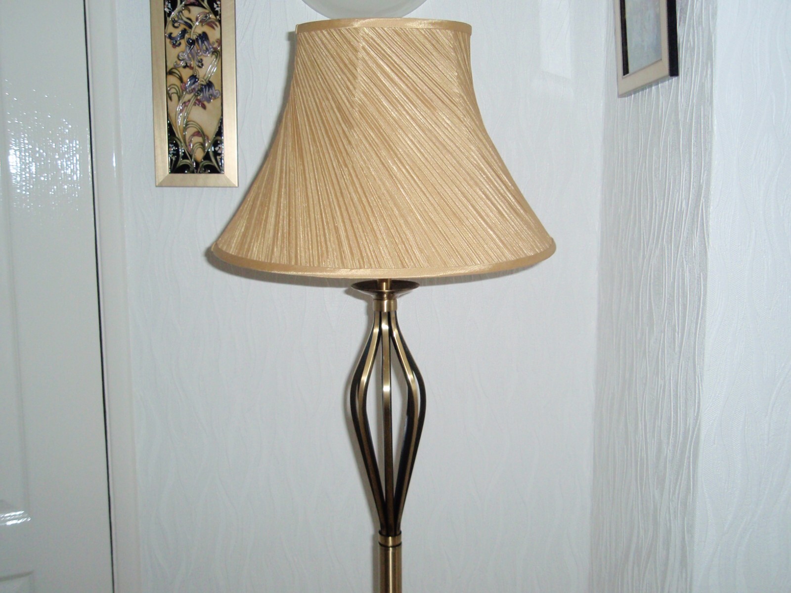 GOLD COLOURED FLOOR LAMP with pleated shade eBay