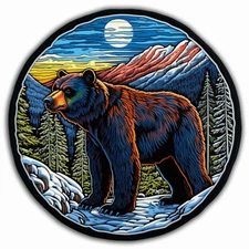 Black Bear Applique Patch -  Animal Badge (Iron on) Nature Mountain Roaring
