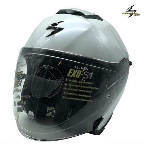 CASCO MOTO JET IN FIBRA DI VETRO SCORPION EXO-S1 BIANCO PERLA LUCIDO | eBay