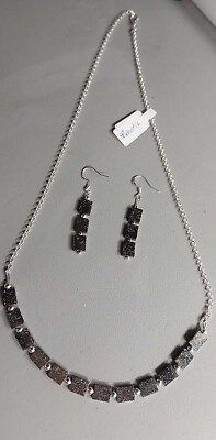 Damen Schmuck Set, echte Hämatit Steine, Handmade, versilbert.