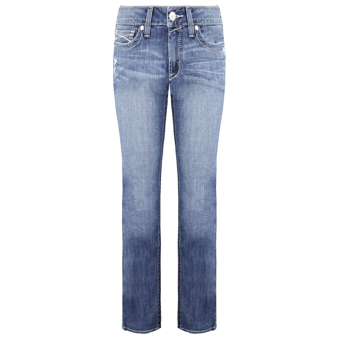Ariat Denim Mid Rise Straight Leg Blue Womens Arrow Gianna Fit