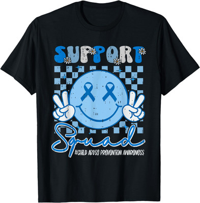 Support Squad Child Abuse Prevention Awareness Smile Face T-Shirt All S-4XL