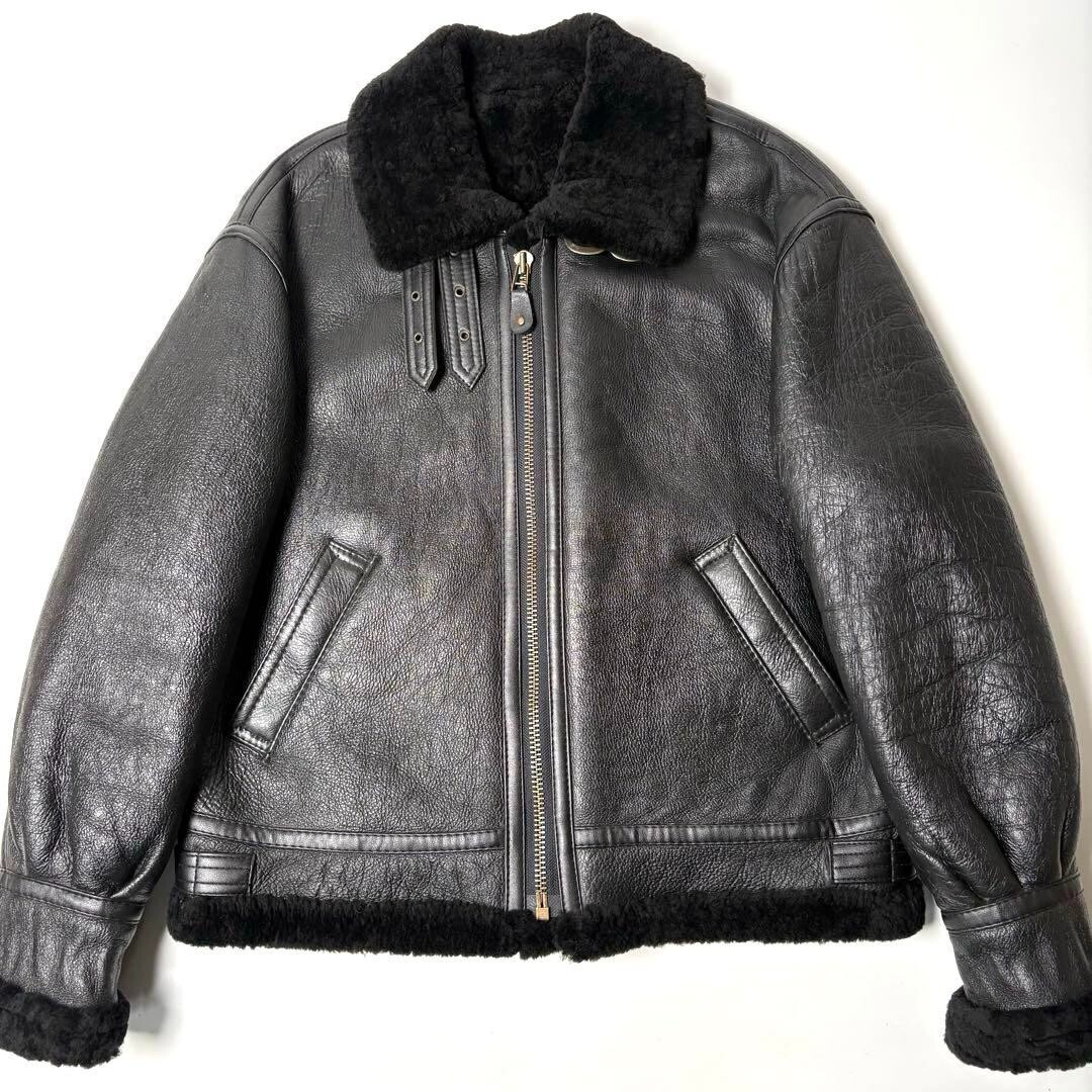 ふ*う様 vtg 80s schoot b-3 mouton flight ja Schott Type B-3 Flight Mouton Bomber Leather jacket Brown