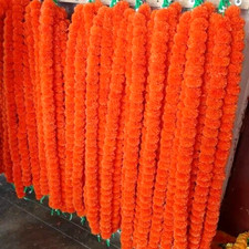 5 Pcs Plastic Indian Marigold Flower Artificial Garland Diwali Christmas Decor