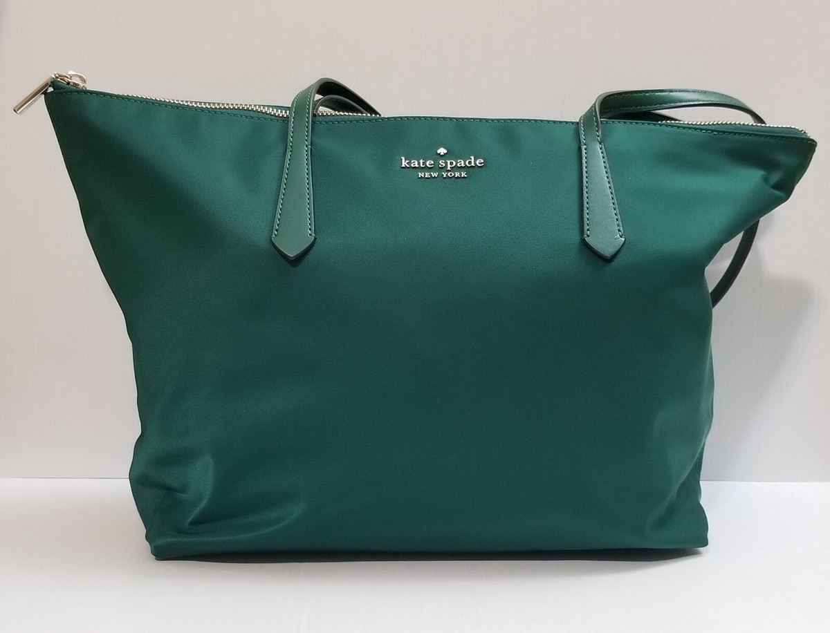 kate spade トートバッグ ネイビー グリーン ケイトスペード ナイロン トートバッグ ネイビー 緑リボン 大
