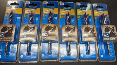 New CENTURY Speed Cut Wood Auger Bits- Select size - 1/4'' Hex Shank- F. Ship