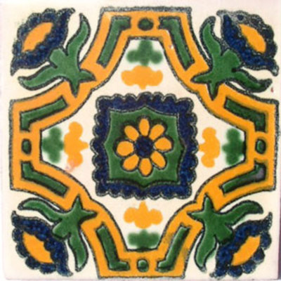 #C042) Mexican Tile sample 4x4 inch, we combine shipping GET  WHAT YOU NEED !!