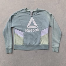 Vintage Reebok Sweatshirt Women's Medium Mint Green Logo 90's Long Sleeve