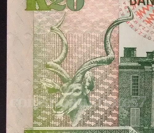 1992 Zambia 20 Kwacha Banknote, P36 Uncirculated / Antelope - Picture 3 of 3