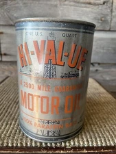 Vintage Oil Can HI-VAL-UE U.S. Quart Tin Rare