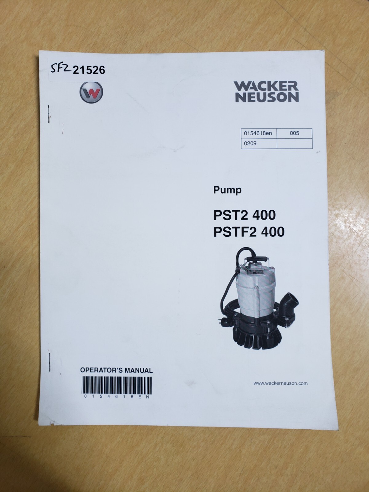Wacker Neuson PST2 400 PSTF2 400 Submersible Pump Operators Manual eBay