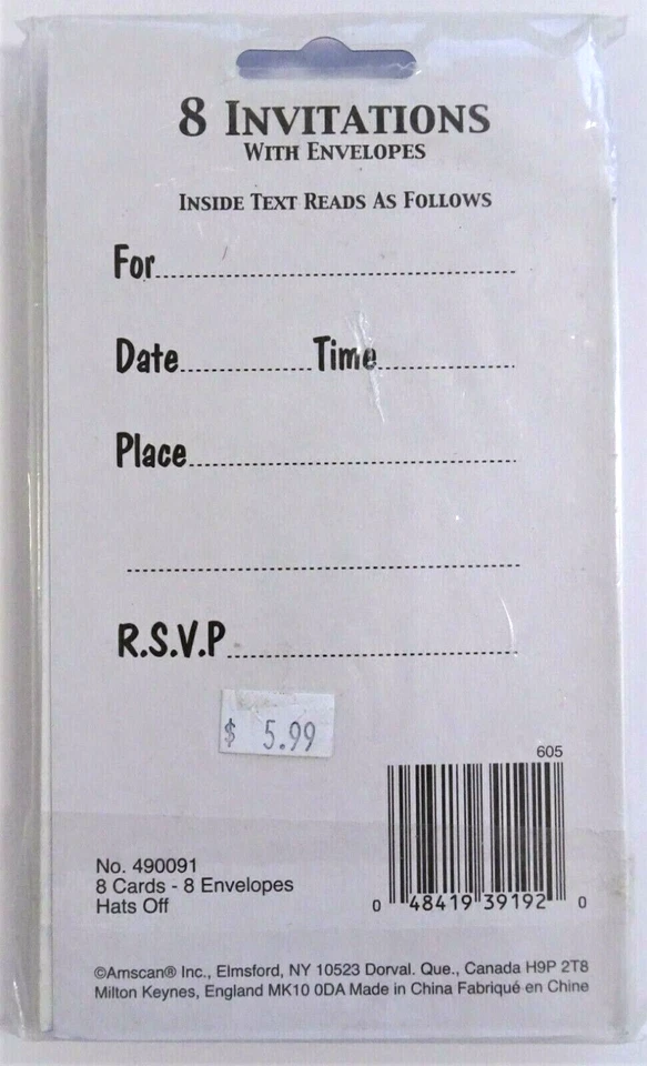 Amscan Graduation Party Invitations 8 Cards and Envelopes NOS - Image 2 of 4