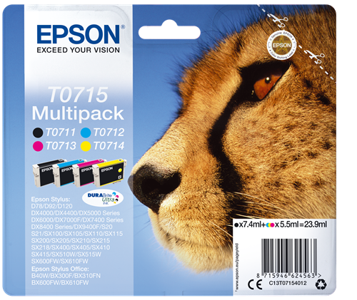 Epson Original T0715 Ink Cartridge Multipack BK/C/M/Y (C13T07154012) - Image 17