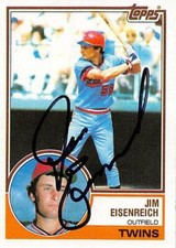 Jim Eisenreich autographed baseball card (Minnesota Twins) 1983 Topps #197