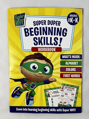 SUPER WHY Super Duper Beginning Skills PBS Kids Kindergarten Workbook PreK-K