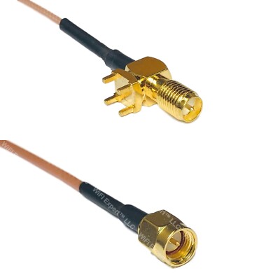 RG178 RP-SMA Female PCB Tall to SMA MALE Coax RF Cable USA-Ship